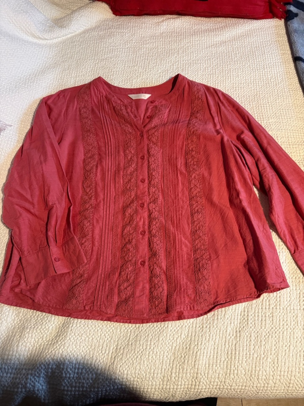 Woven Button-Front Blouse - Red